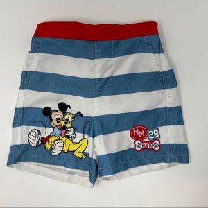 DISNEY baby boy striped Mickey Pluto swim trunks